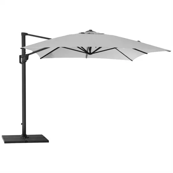 Cane-Line Hyde Luxe parasoll inkl. fot - 3x4 m. - Aluminium med lysegrå duk